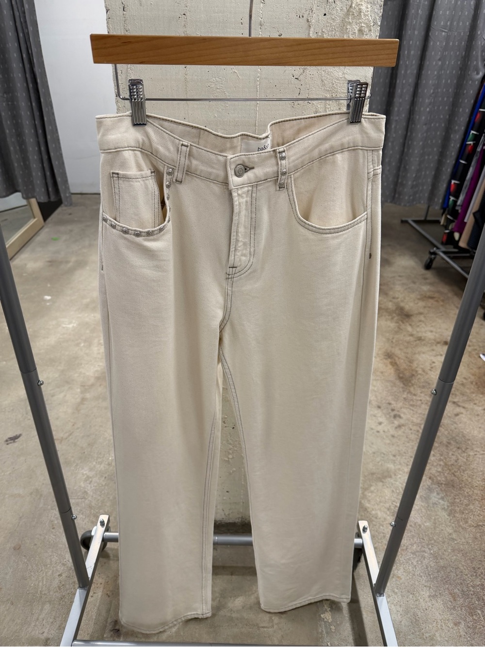 ba&sh Cream Wide-Leg Jeans